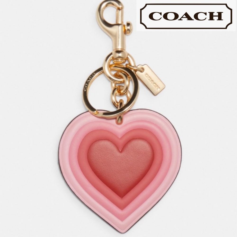 Coach 70's Heart Burst Bag Charm In Signature Canvas new and sealed